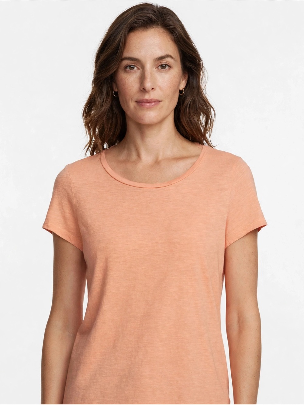 crown & ivy Peach Short-Sleeve Crewneck Top